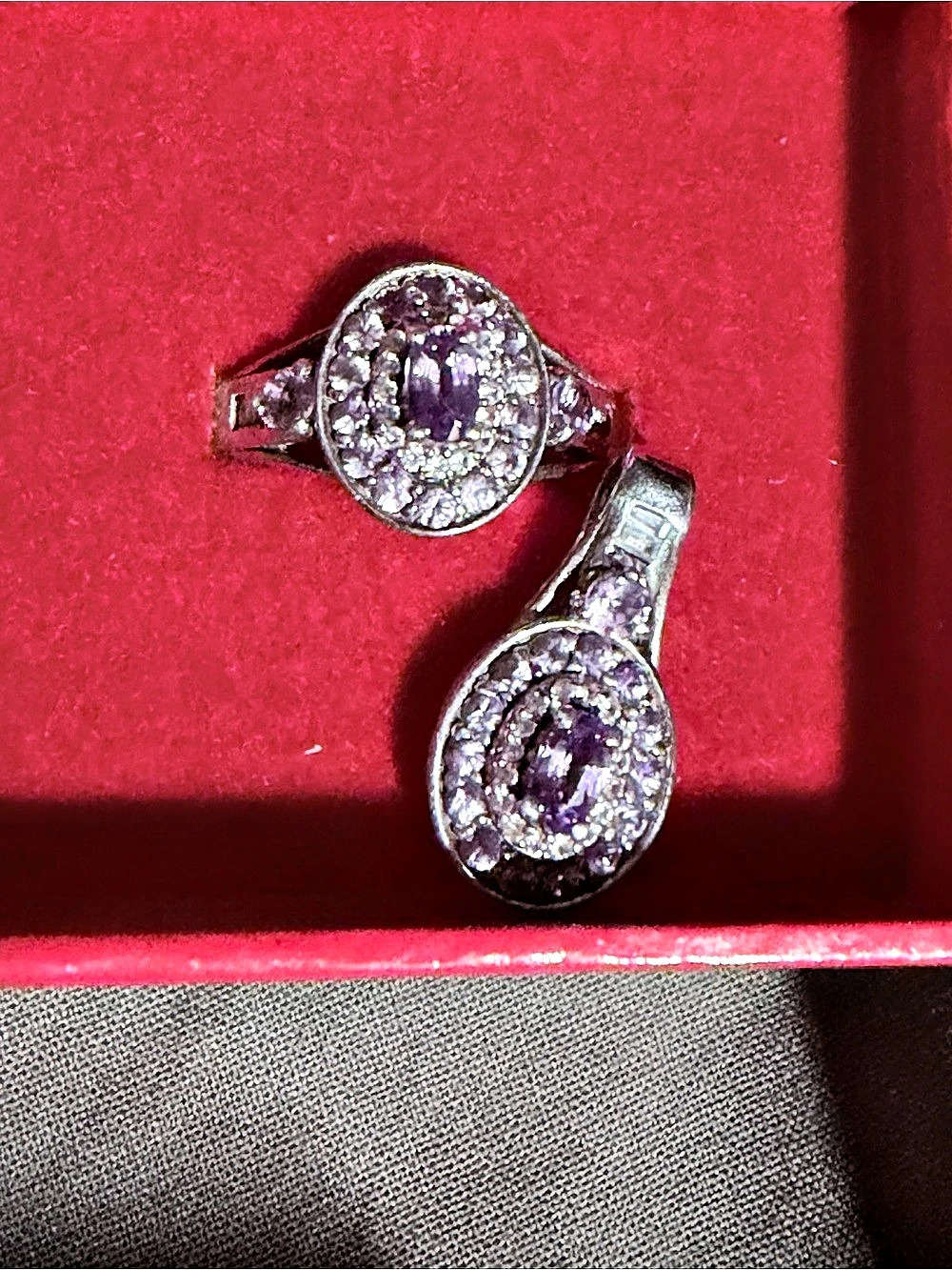 D'Joy Purple Oval Sapphire Gemstone Sterling Silver Ring and matching pendant.